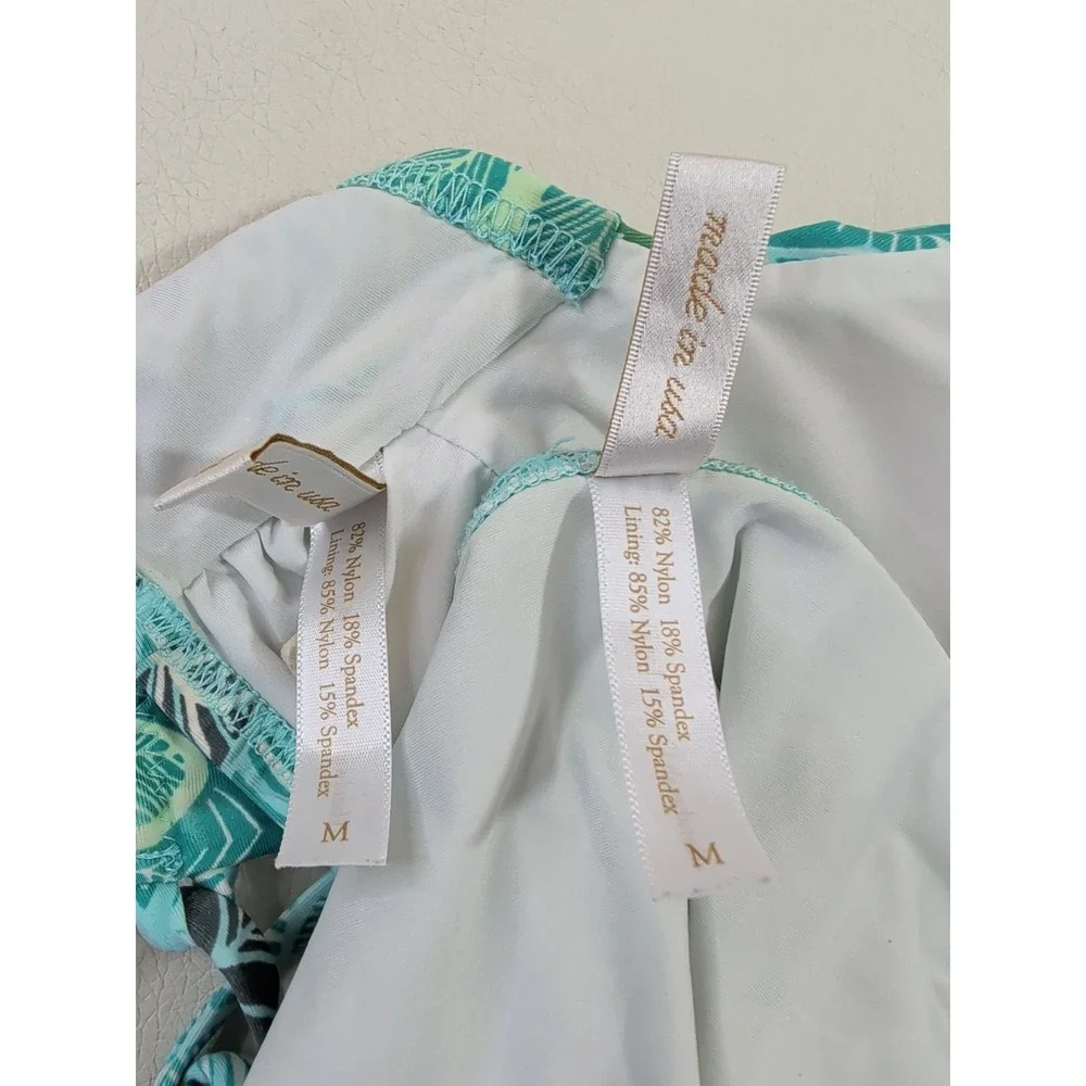 Helen Jon Bikini Swim Set Womens M Blue Dominica Floral Beach Pool Vacation - Picture 7 of 10